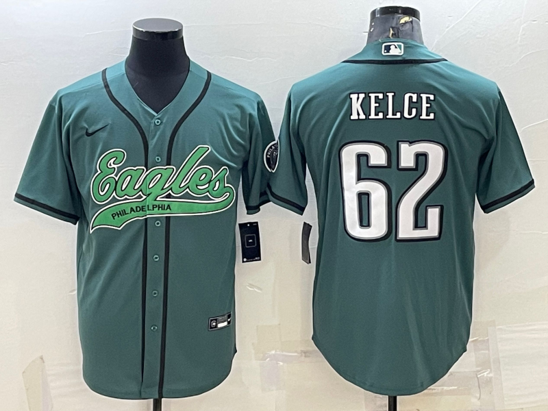 Men's Philadelphia Eagles Jason Kelce #62 Midnight Green Game Jerseys Joint Edition