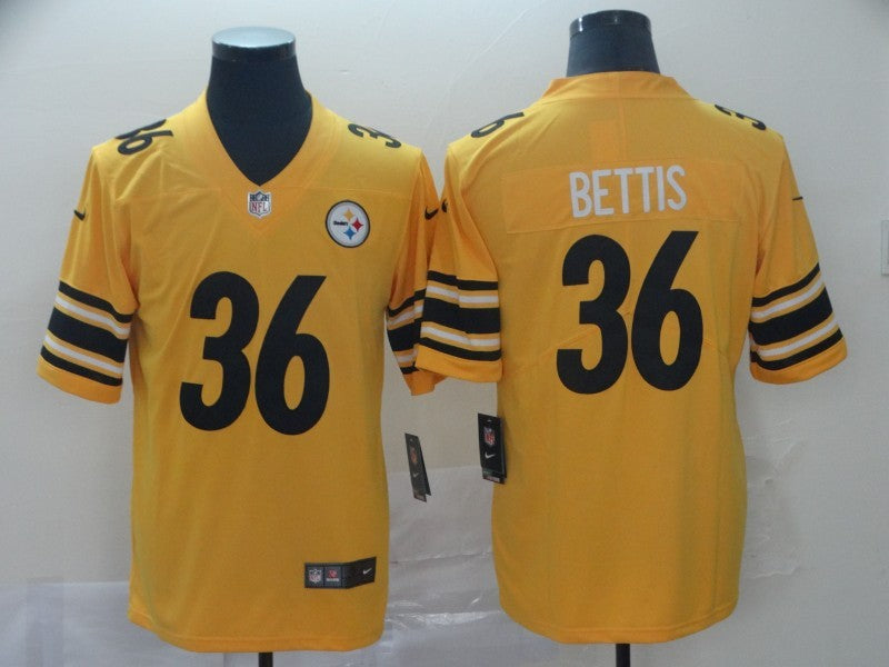 Men's Pittsburgh Steelers Jerome Bettis #36 Gold Inverted Team Game Jerseys
