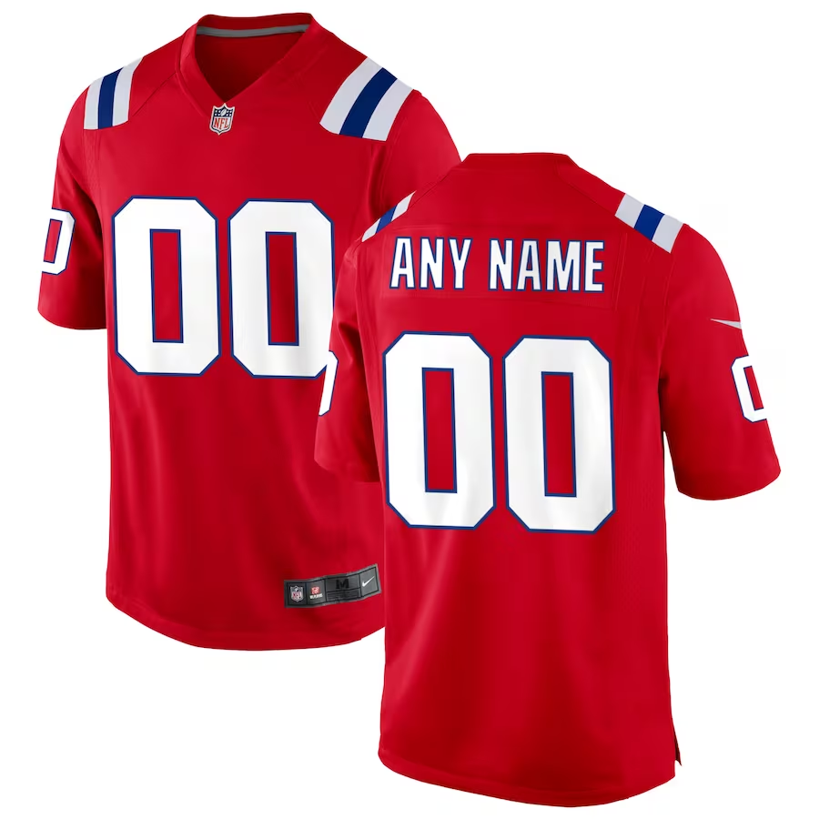Custom1 New England Patriots Red Alternate Jerseys