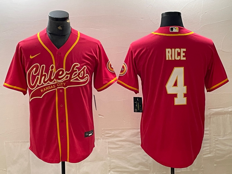 Men's Kansas City Chiefs Rashee Rice #4 Red Player Jerseys Joint Edition