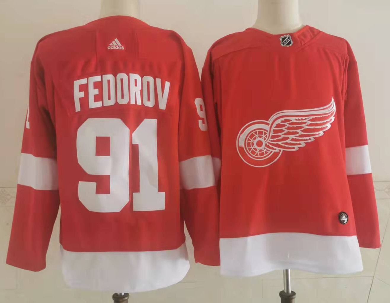 Men's Detroit Red Wings Sergei Fedorov #91 Red Home Breakaway Player Jerseys