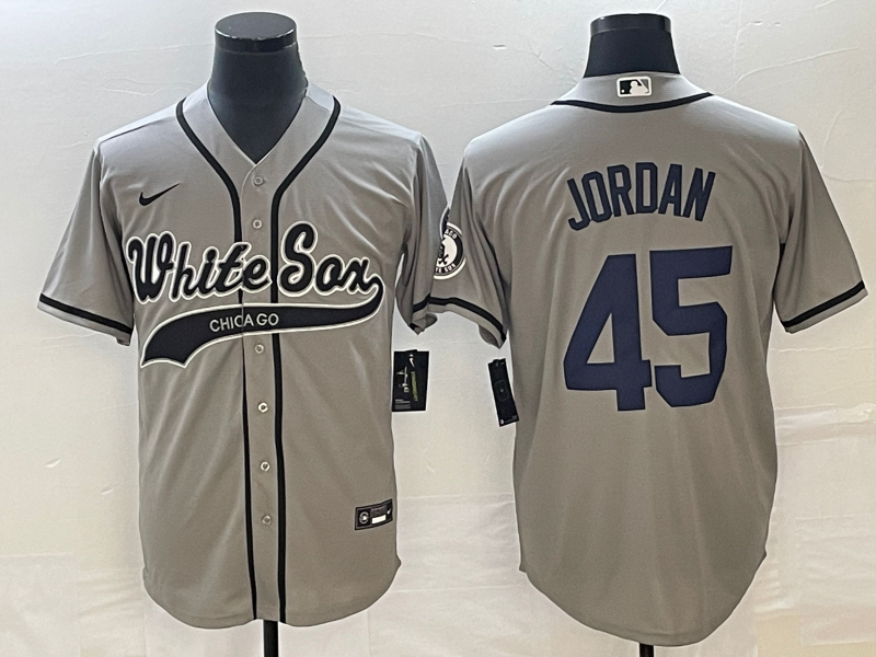 Men's Chicago White Sox Michael Jordan #45 Gray Replica Player Jerseys Joint Edition