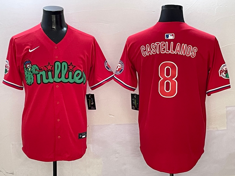 Men's Philadelphia Phillies Nick Castellanos #8 Red Player Jerseys