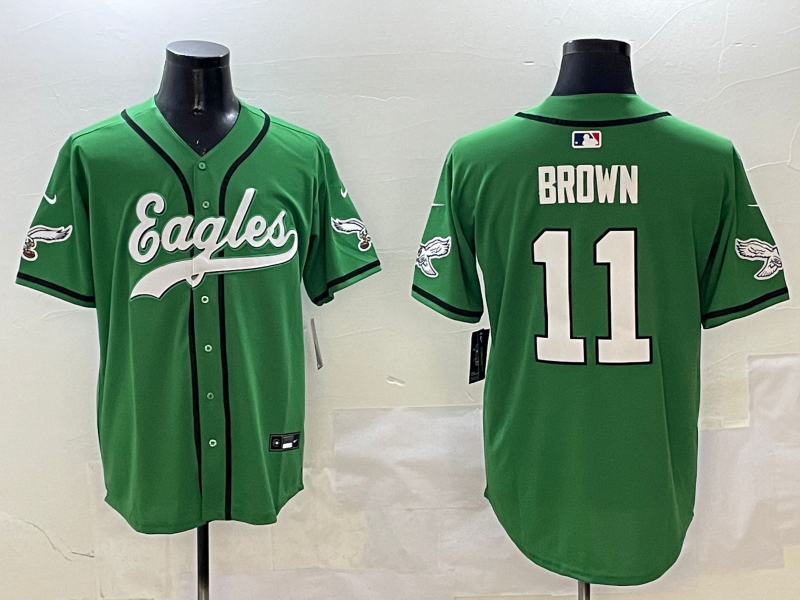 Men's Philadelphia Eagles A.J. Brown #11 Green Team Game Jerseys