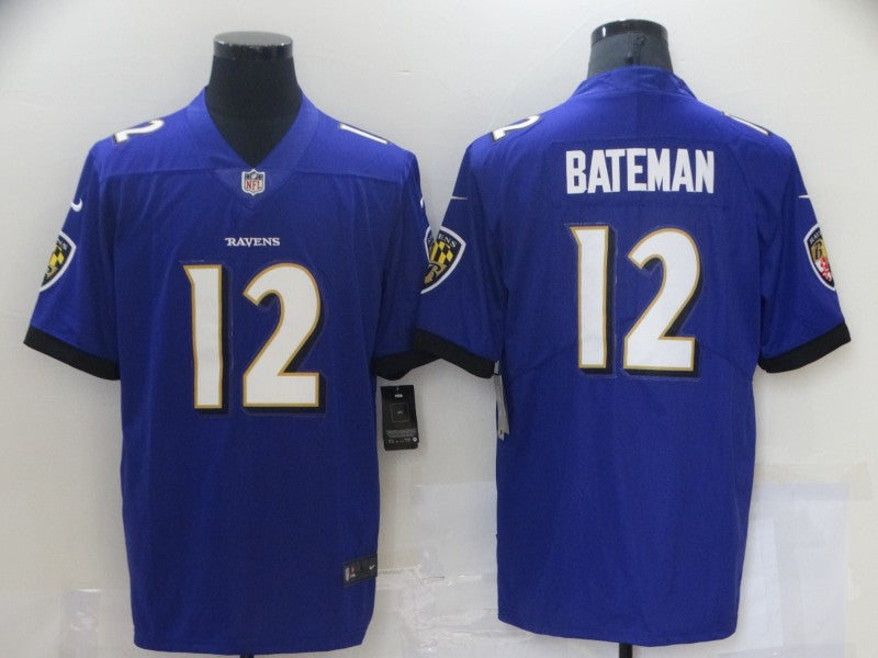 Men's Baltimore Ravens Rashod Bateman #12 Purple Game Jerseys