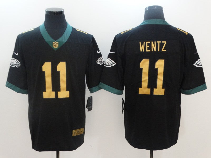 Men's Philadelphia Eagles #11 Carson Wentz Black Player Game Jerseys