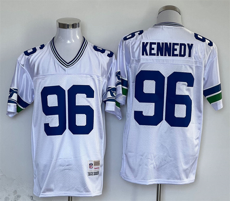 Men's Seattle Seahawks Cortez Kennedy Mitchell & Ness White Legacy Replica Jerseys