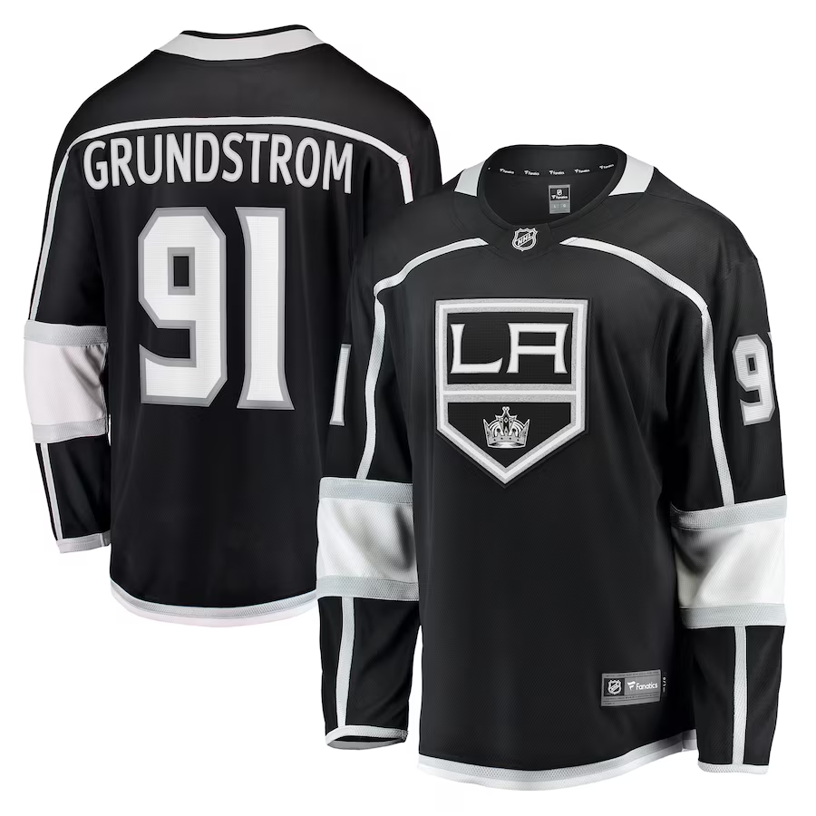 Men's Los Angeles Kings Carl Grundstrom #91 Black Home Breakaway Player Jerseys