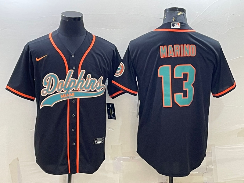 Men's Miami Dolphins Dan Marino #13 Black Game Jerseys Joint Edition