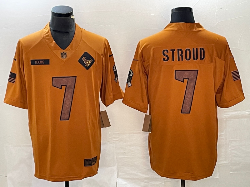 Men's Houston Texans C.J. Stroud #7 Brown 2023 Salute To Service Limited Jerseys