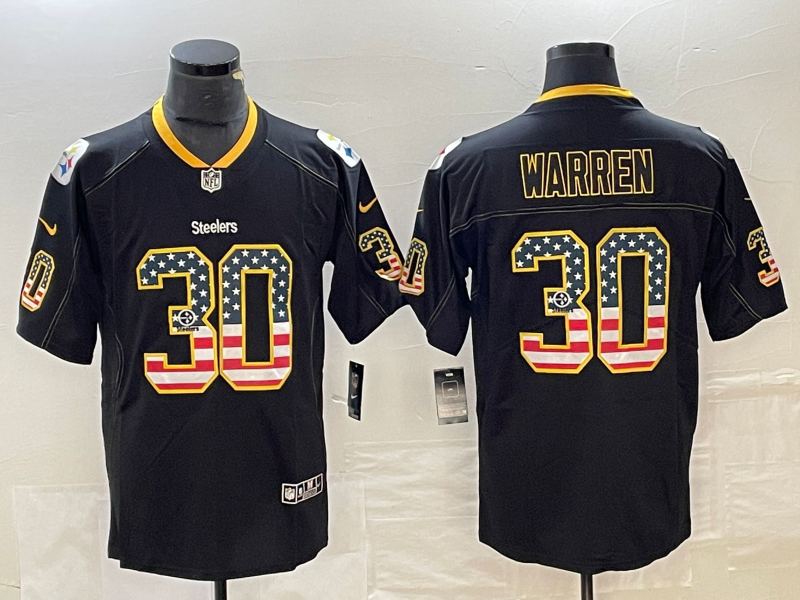 Men's Pittsburgh Steelers Jaylen Warren #30 Black Game Player Jerseys