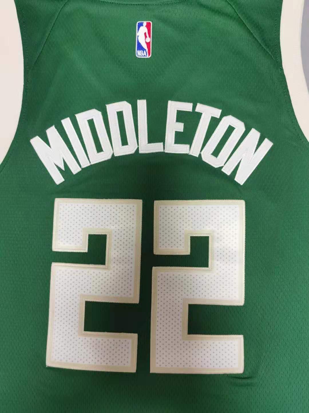 Men's Milwaukee Bucks Khris Middleton #22 Green Fast Break Road Replica Jerseys