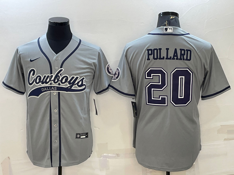 Men's Dallas Cowboys Tony Pollard #20 Gray Game Jerseys Joint Edition