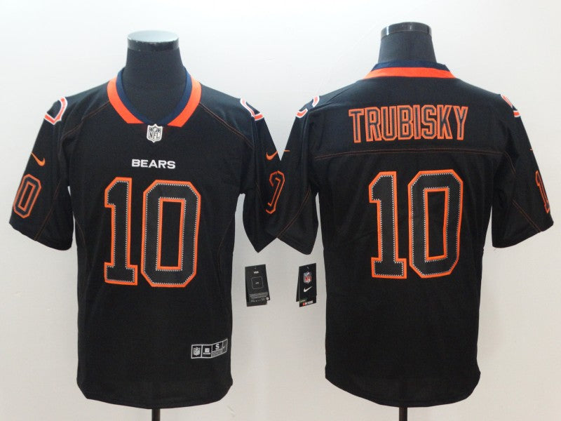 Men's Chicago Bears #10 Mitch Trubisky Black Team Game Jerseys