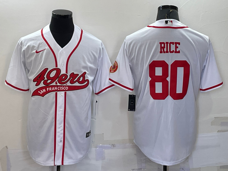 Men's San Francisco 49ers Jerry Rice #80 White Game Jerseys Joint Edition