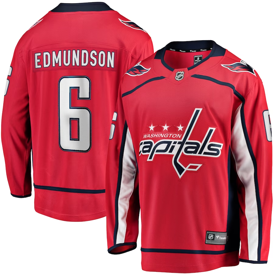Men's Washington Capitals Joel Edmundson #6 Red Home Breakaway Jerseys