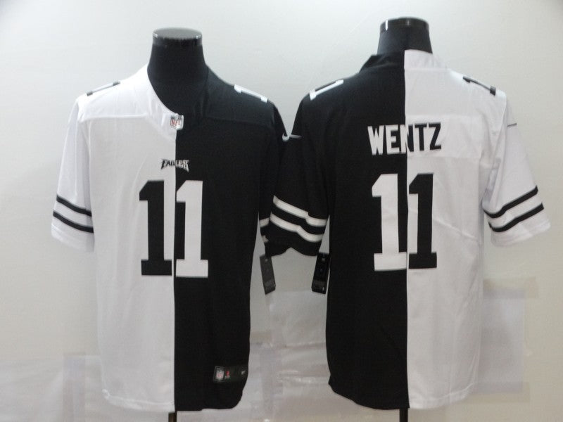 Men's Philadelphia Eagles Carson Wentz #11 Black/White Game Jerseys