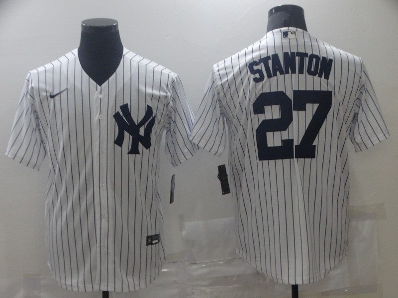 Men's New York Yankees Giancarlo Stanton #27 White Replica Baseball Jerseys