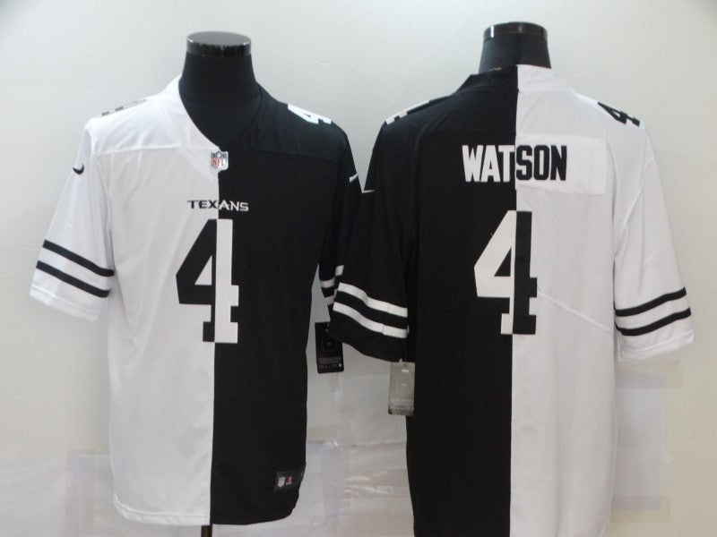 Men's Houston Texans Deshaun Watson #4 Black/White Game Jerseys