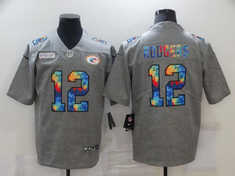 Men's Green Bay Packers Aaron Rodgers #12 Gray Game Player Jerseys