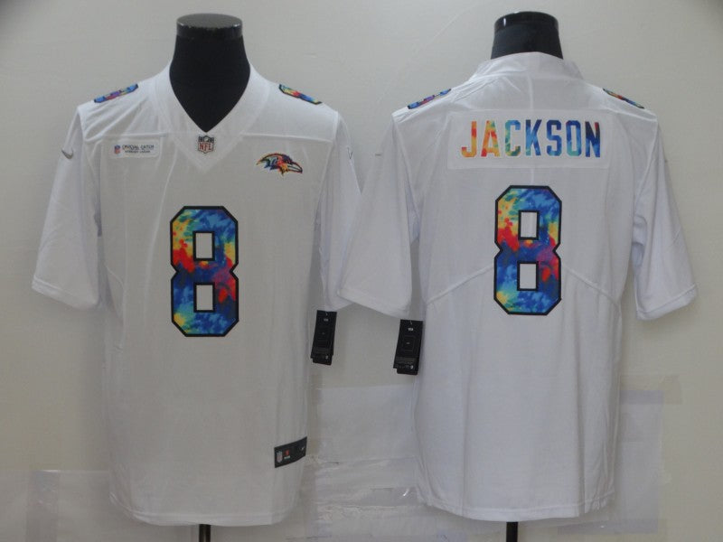 Men's Baltimore Ravens Lamar Jackson #8 White Game Player Jerseys