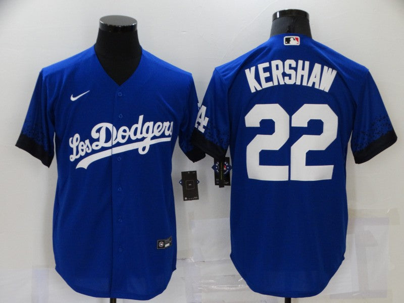 Men's Los Angeles Dodgers Clayton Kershaw #22 Blue Stitched Jerseys