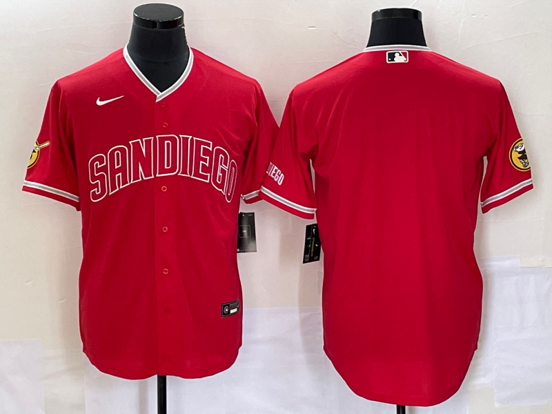 Men's San Diego Padres Red Replica Blank Jerseys