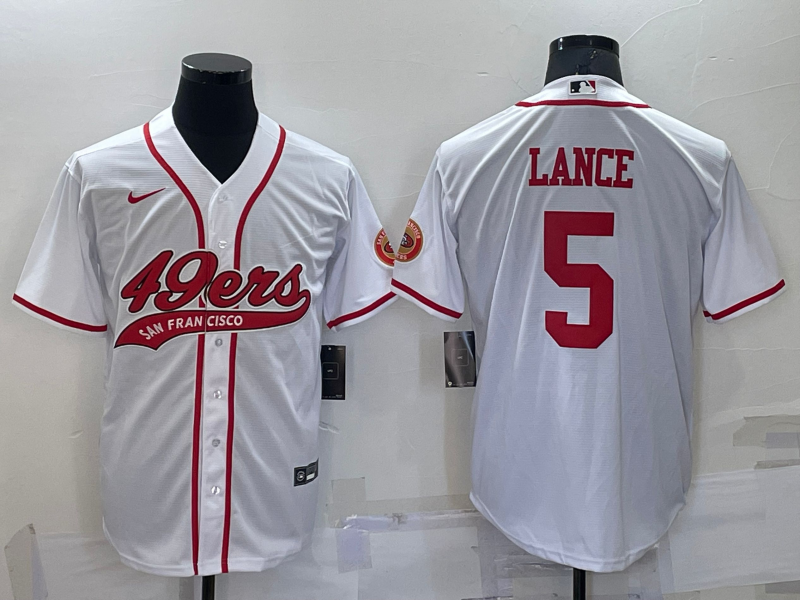 Men's San Francisco 49ers Trey Lance #5 White Game Jerseys Joint Edition