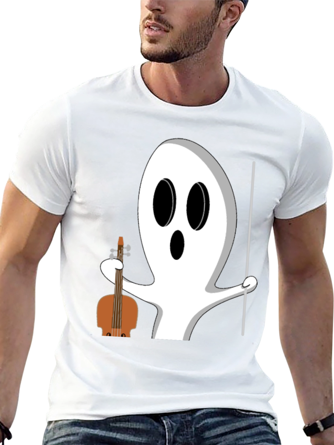 Ghost Musician T-Shirt - Halloween Funny Tee