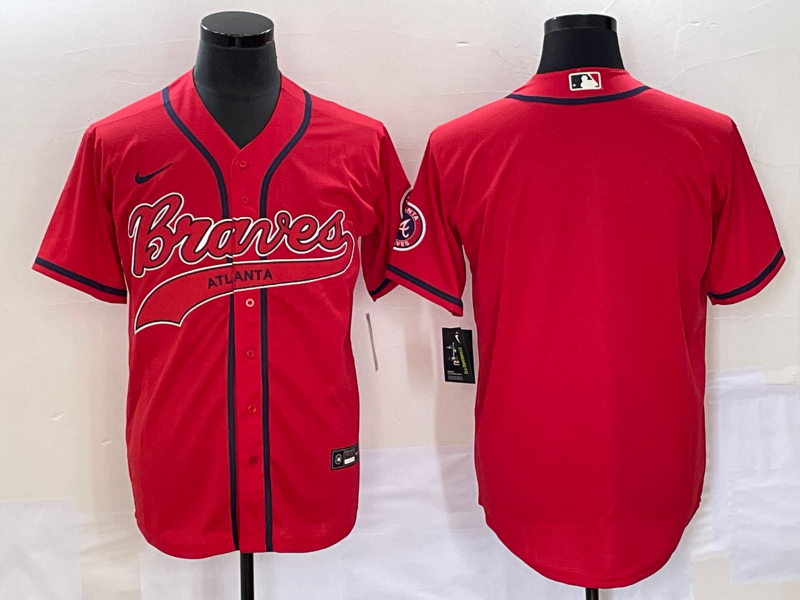 Men's Atlanta Braves Red Replica Blank Jerseys Joint Edition