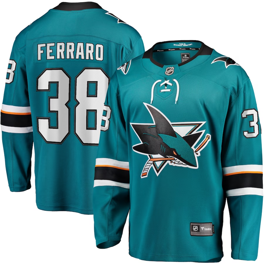Men's San Jose Sharks Mario Ferraro #38 Teal Breakaway Player Jerseys