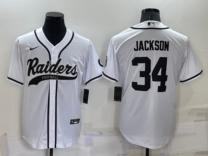 Men's Las Vegas Raiders Bo Jackson #34 White Game Jerseys Joint Edition