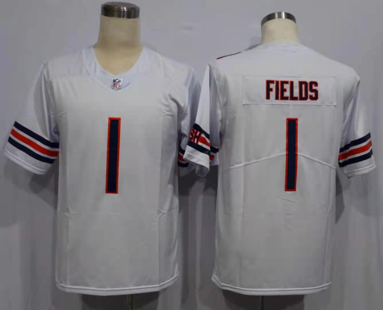 Men's Chicago Bears Justin Fields #1 White Player Game Jerseys