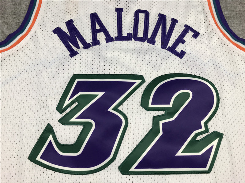 Men's Utah Jazz Karl Malone White 1996-97 Hardwood Classics Swingman Jerseys