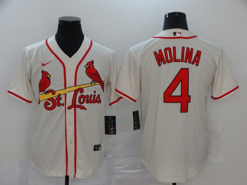 Men's St. Louis Cardinals Yadier Molina Majestic Cream Alternate Jerseys Beige