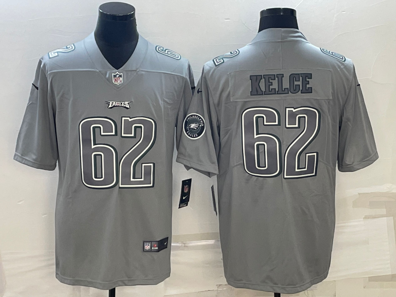 Men's Philadelphia Eagles Jason Kelce #62 Gray Atmosphere Fashion Game Jerseys