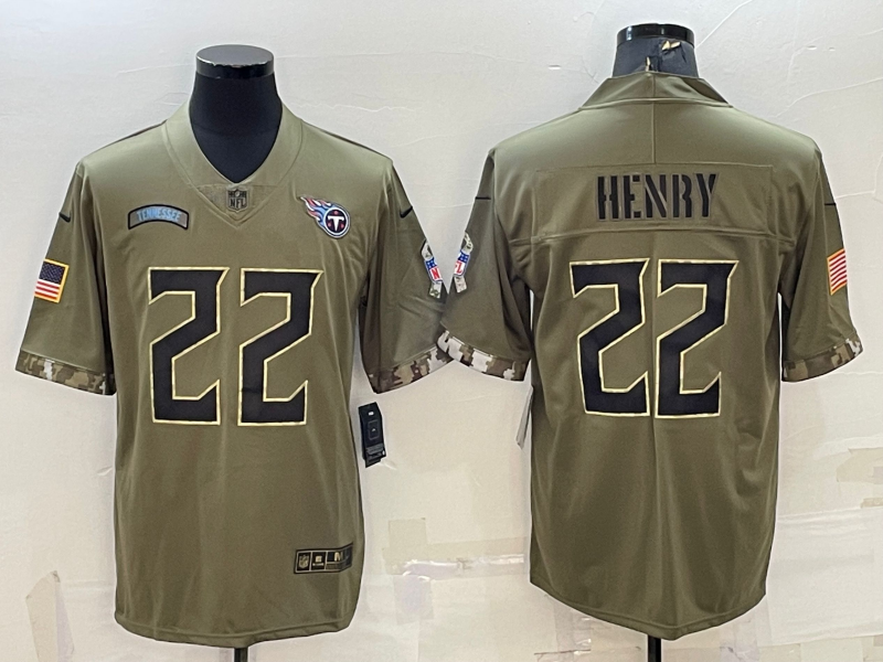 Men's Tennessee Titans Derrick Henry #22 Olive 2022 Salute To Service Player Limited Jerseys