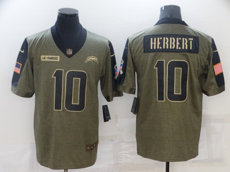 Men's Los Angeles Chargers Justin Herbert #10 Brown Game Jerseys