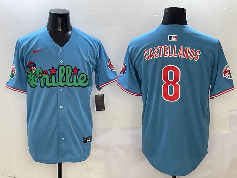 Men's Philadelphia Phillies Nick Castellanos #8 Blue Player Jerseys