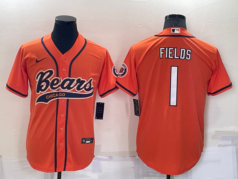 Men's Chicago Bears Justin Fields #1 Orange Game Jerseys Joint Edition