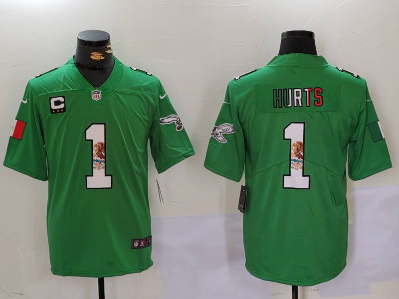 Men's Philadelphia Eagles Jalen Hurts #1 Kelly Green Alternate Game Jerseys