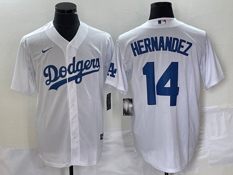 Men's Los Angeles Dodgers Enrique Hernandez #14 White Replica Game Jerseys
