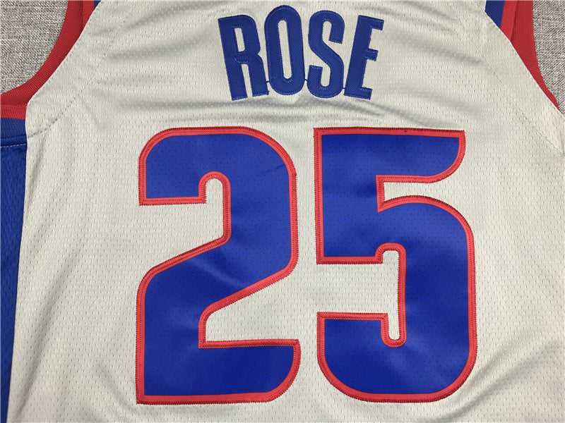 Men's Detroit Pistons Derrick Rose #25 Silver Swingman Jerseys