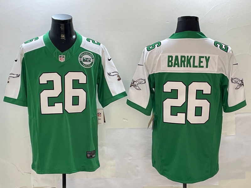 Men's Philadelphia Eagles Saquon Barkley #26 Kelly Green Alternate Player Game Jerseys