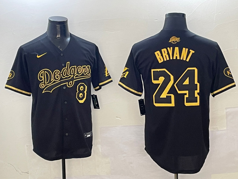 Men's Los Angeles Dodgers Kobe Bryant #24 Black Game Player Jerseys