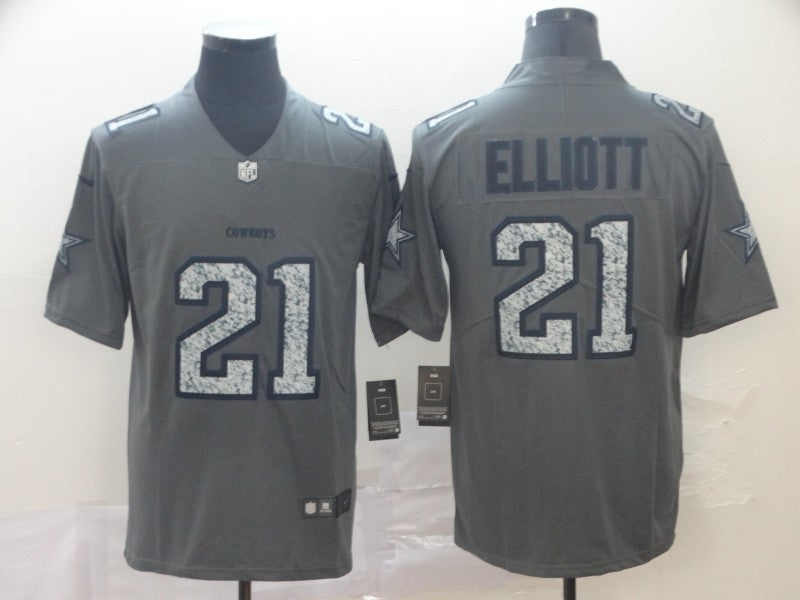 Men's Dallas Cowboys Ezekiel Elliott #21 Gray Player Game Jerseys