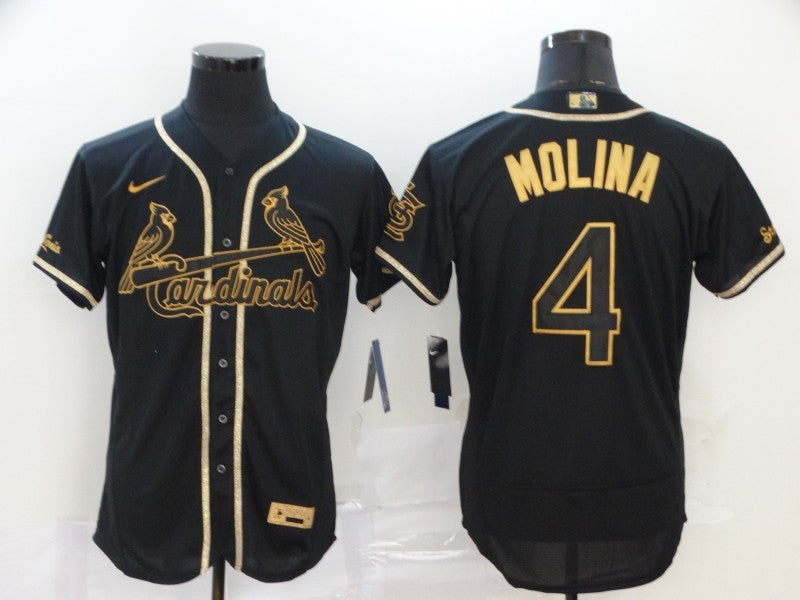 Men's St. Louis Cardinals Yadier Molina #4 Black Stitched Jerseys