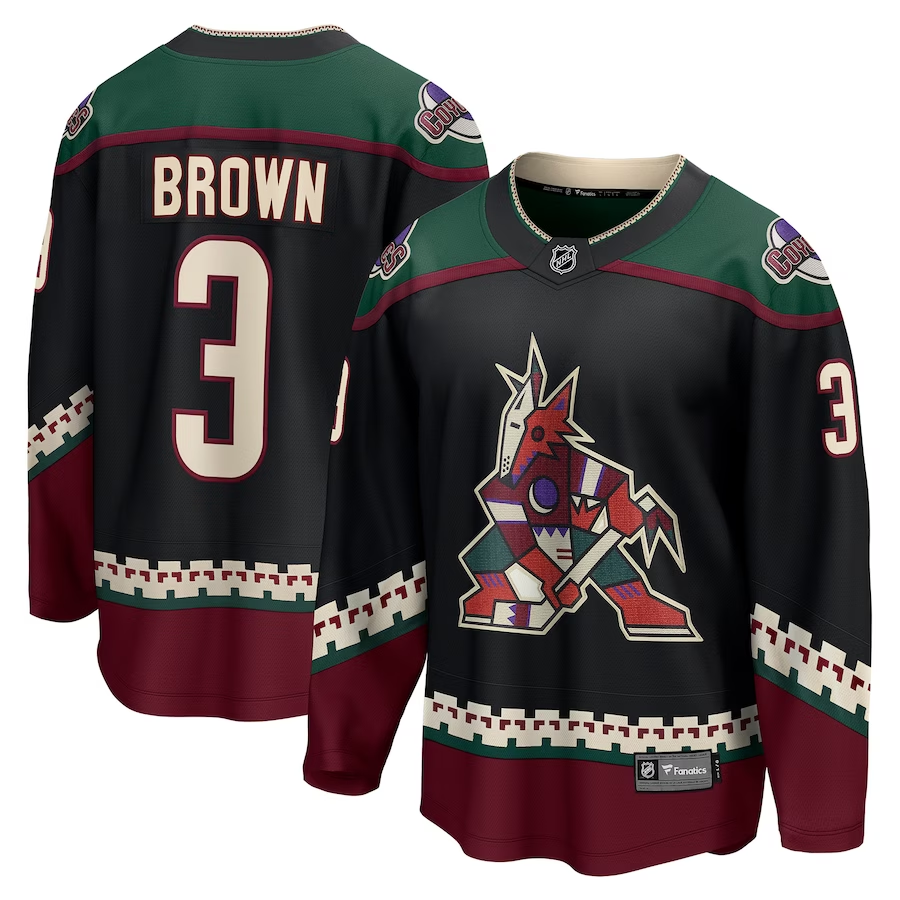 Men's Arizona Coyotes Josh Brown #3 Black Home Breakaway Player Jerseys
