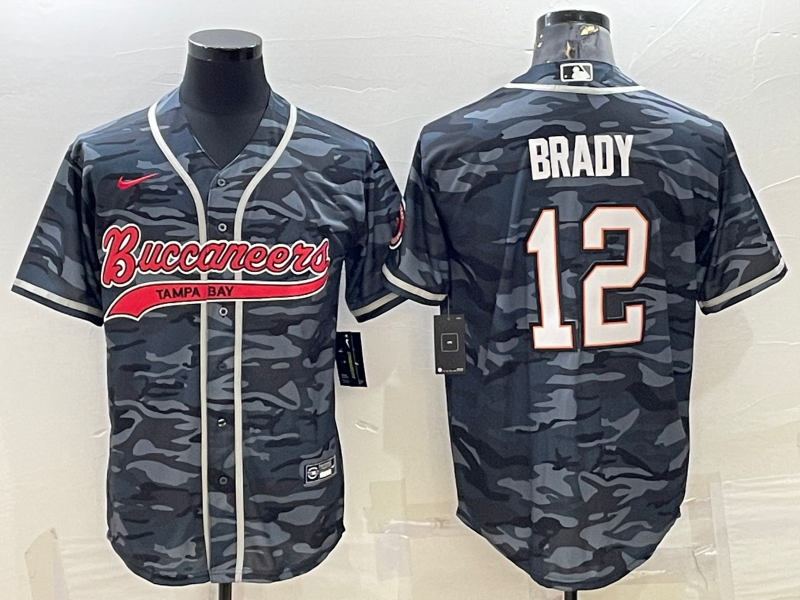 Men's Tampa Bay Buccaneers Tom Brady #12 Grey Camouflage Game Jerseys Joint Edition