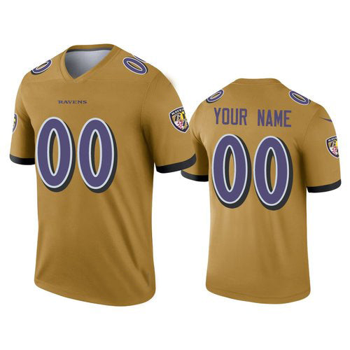Custom1 Baltimore Ravens Gold Inverted Legend Jerseys American Jerseys Stitched American Football Jerseys